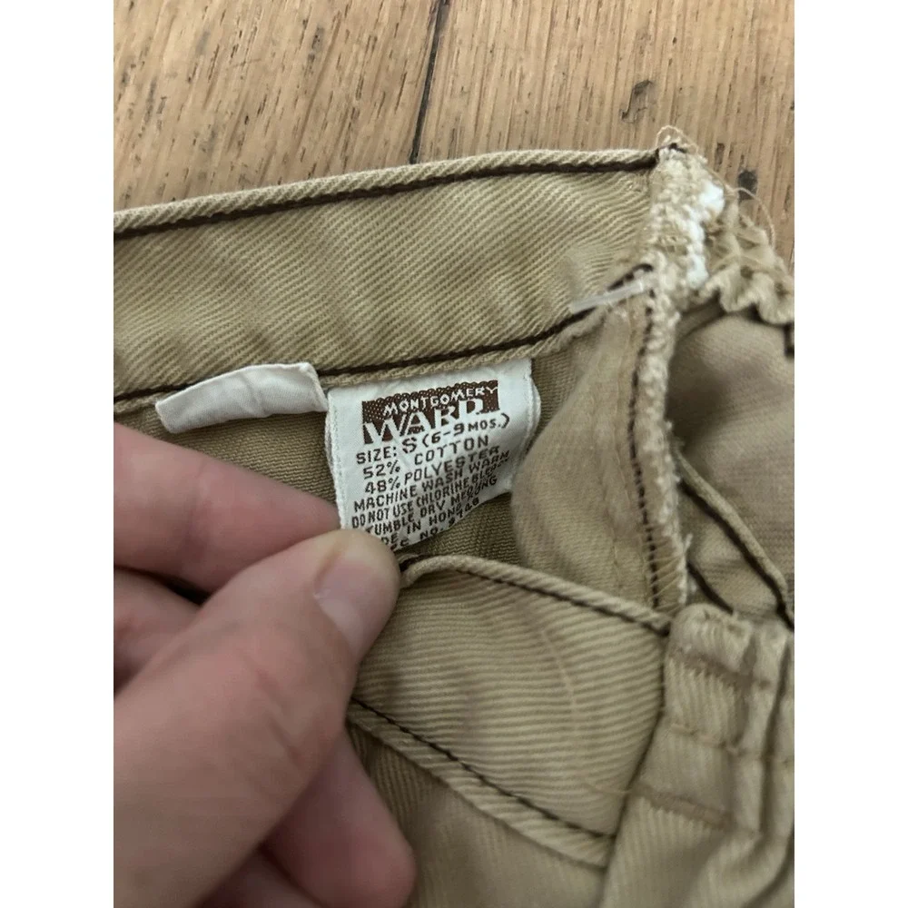 Vintage 1970s Montgomery Ward vintage Bell Bottom Pants Beige 12-18 Months